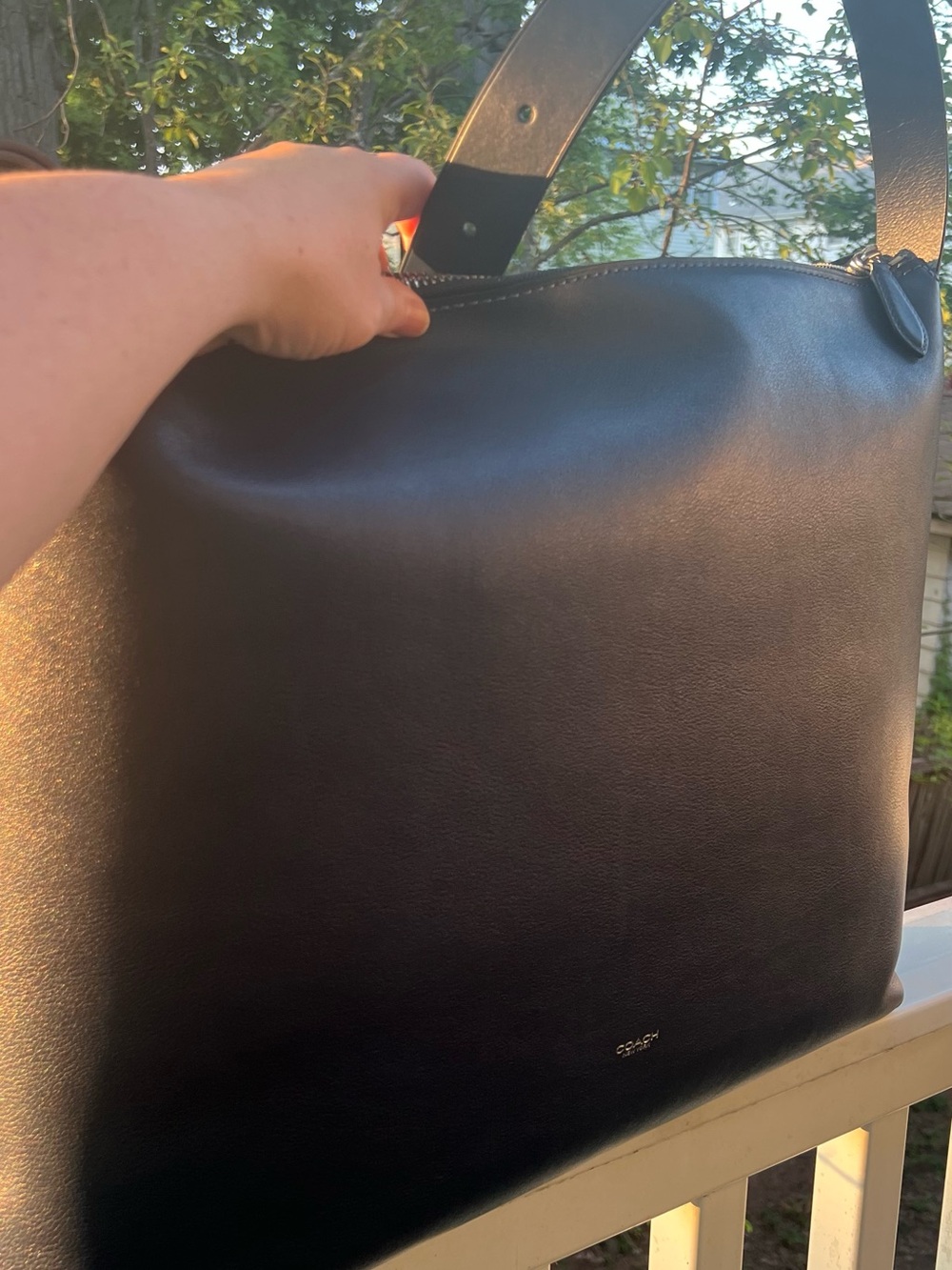 Coach Navy Blue Leather Mott Messenger bag sold out online - Picture 6 of 16